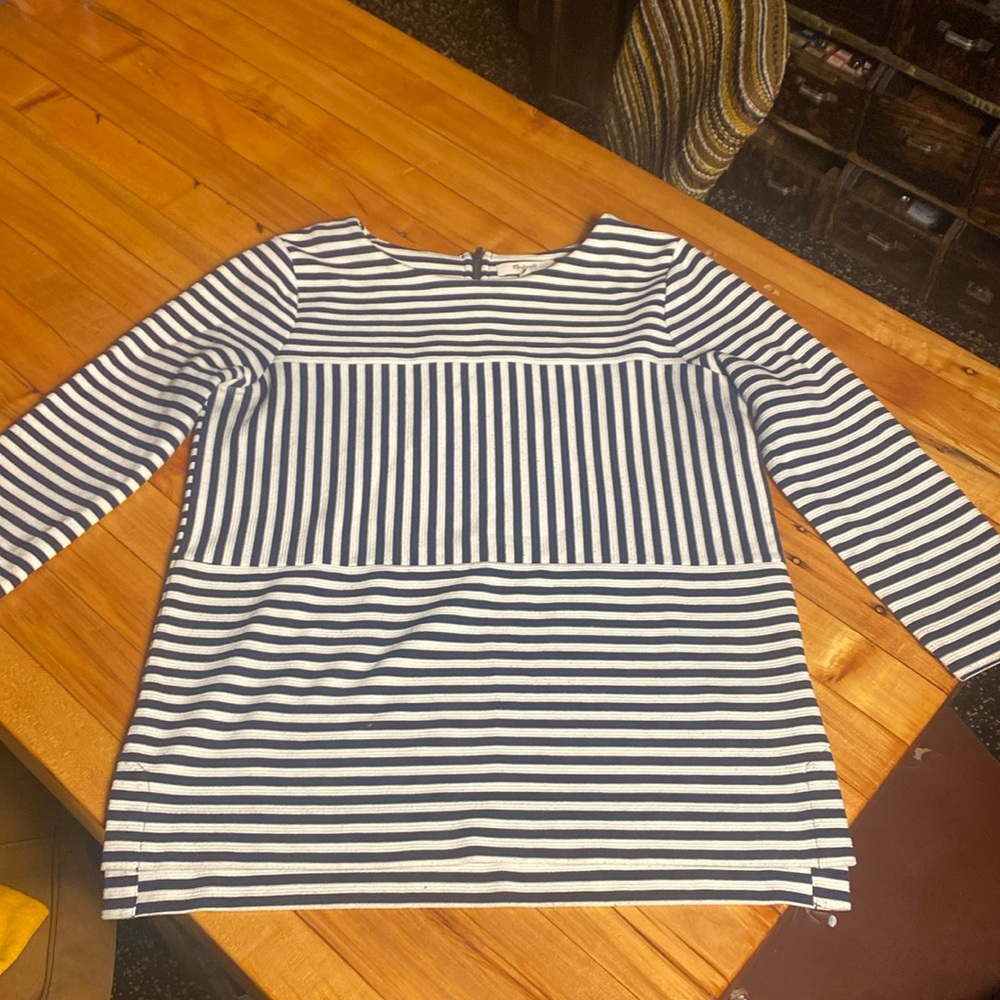 Madewell navy and cream striped shirt.  Small